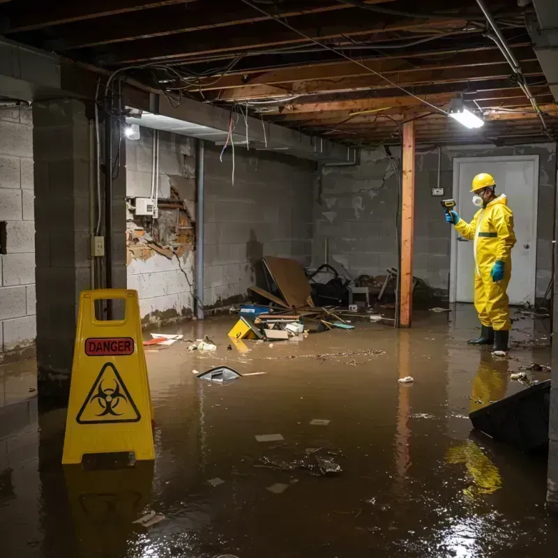 Flooded Basement Electrical Hazard in New Baden, IL Property