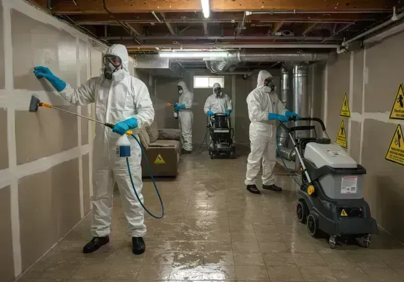 Basement Moisture Removal and Structural Drying process in New Baden, IL